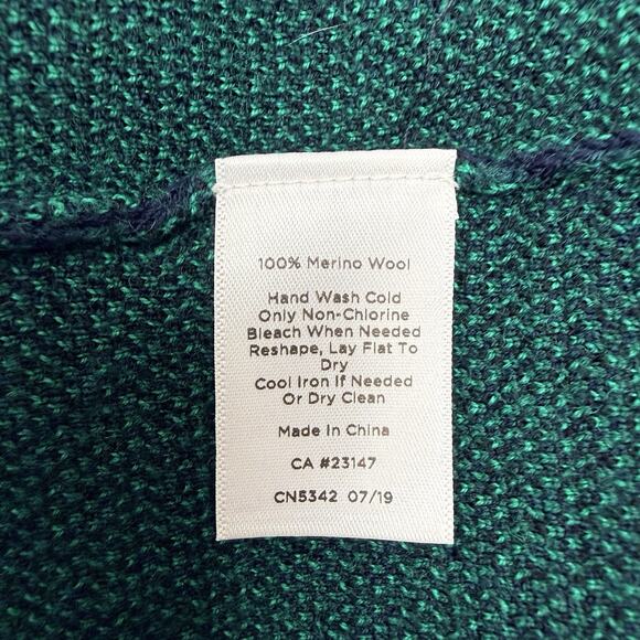 Talbots Pure Merino Wool Cardigan Large Green Tartan Plaid Preppy Open Front - Picture 10 of 15
